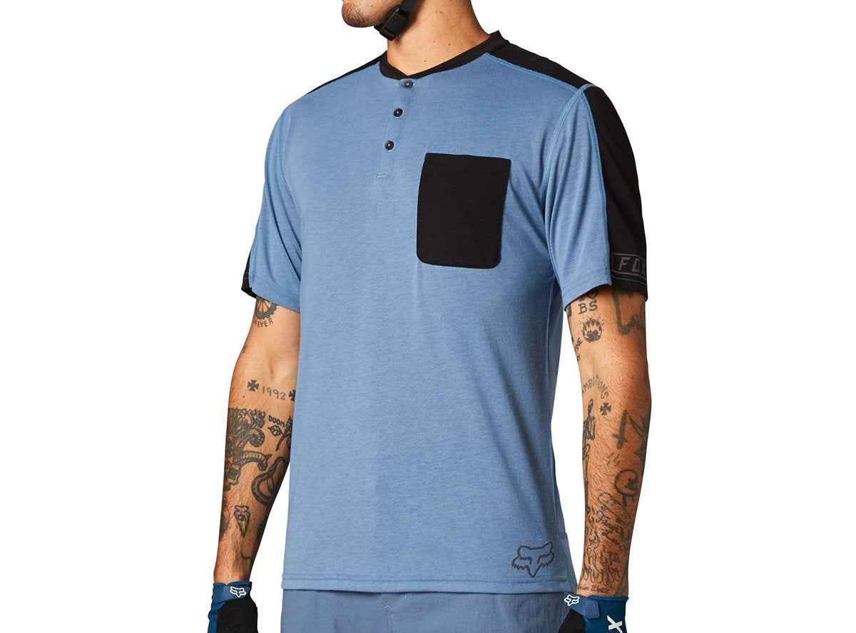 Fox Racing Ranger DR Short Sleeve Henley - Matt Blue - 2021 Matt Blue Small 