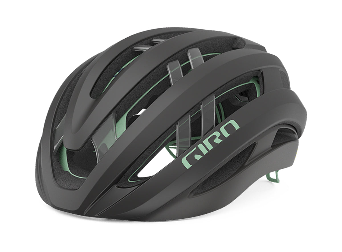 Giro Aries Spherical Road Helmet - Matt Coal-Spruce Green