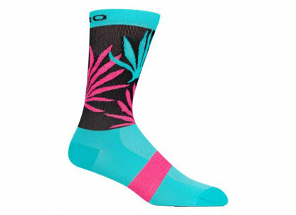 Giro Comp 6" High Rise Sock - Screaming Teal-Neon Pink - 2022 Screaming Teal - Neon Pink Small 