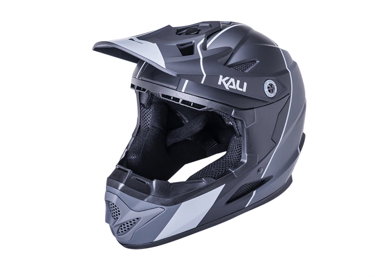 Kali Zoka Full Face Helmet - Youth - Stripe Matt Black-Gray Matt Black - Gray Medium 
