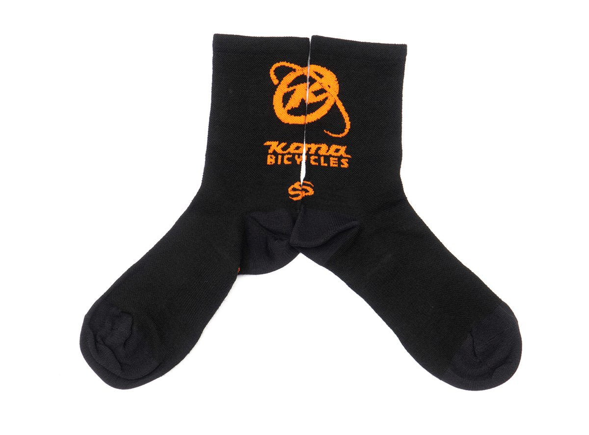 Kona Wordmark 5" Cuff Wool Sock - Black-Orange Black - Orange Small 