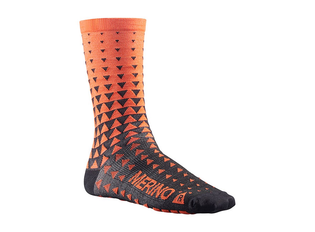 Mavic Ksyrium Merino Graphic Sock - Orange-Black Orange - Black Small 
