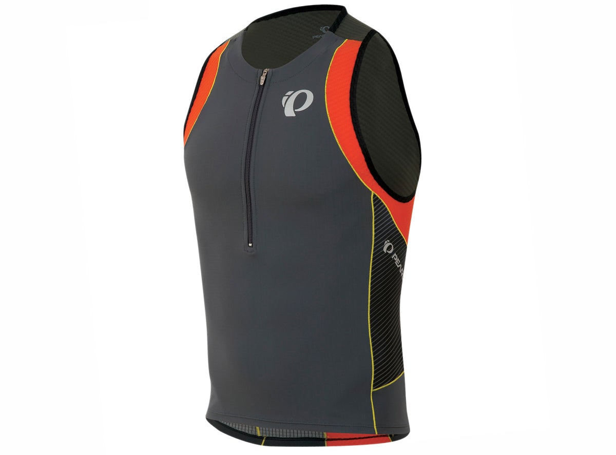 Pearl Izumi Elite InRCool Tri Singlet - Shadow Gray-Mandarin Red Shadow Gray - Mandarin Red Medium 