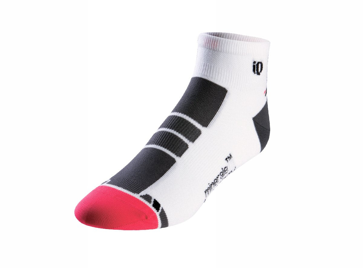 Pearl Izumi Pro Low Sock - Womens - White-Paradise Pink White - Paradise Pink Small 