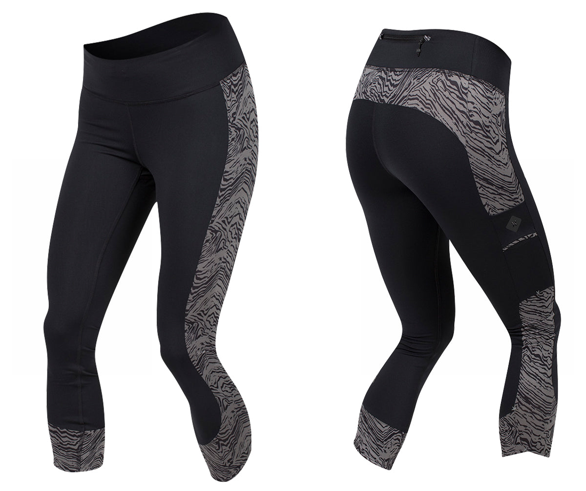 Pearl Izumi Escape 3/4 Tight - Print - Womens - Black-Smoked Pearl Phyllite Black - Smoked Pearl Phyllite Large 
