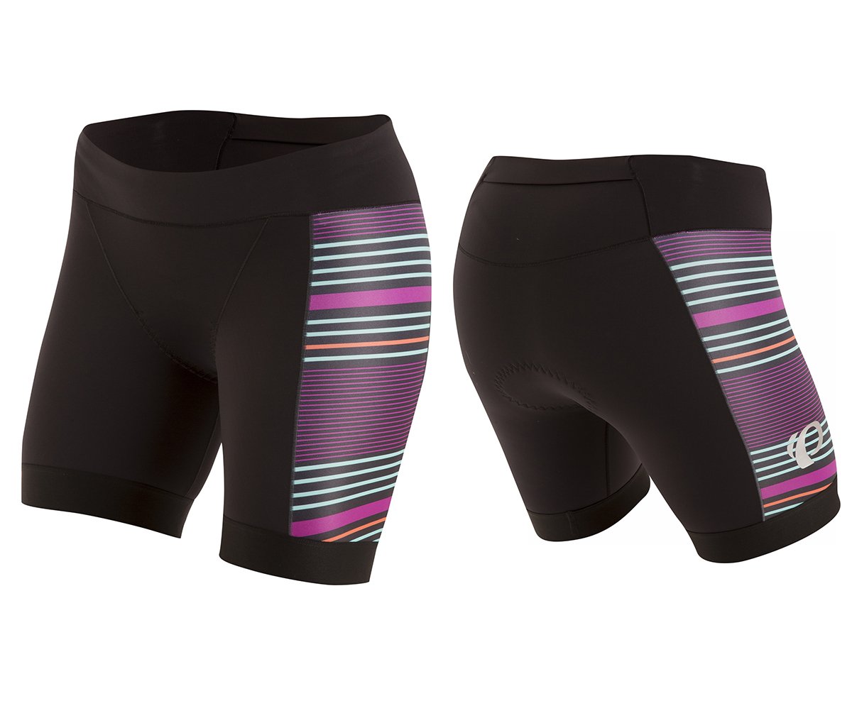 Pearl Izumi Elite Pursuit Tri Half Short - Womens - Black-Purple Wine STripe Black - Purple Wine Stripe Large 