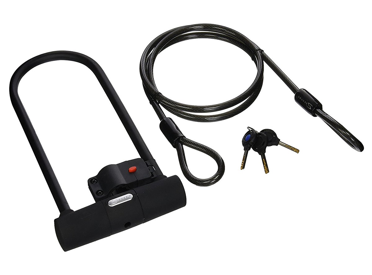 Serfas UL-290 U-Lock with Bracket and 4ft Cable - Black Black  