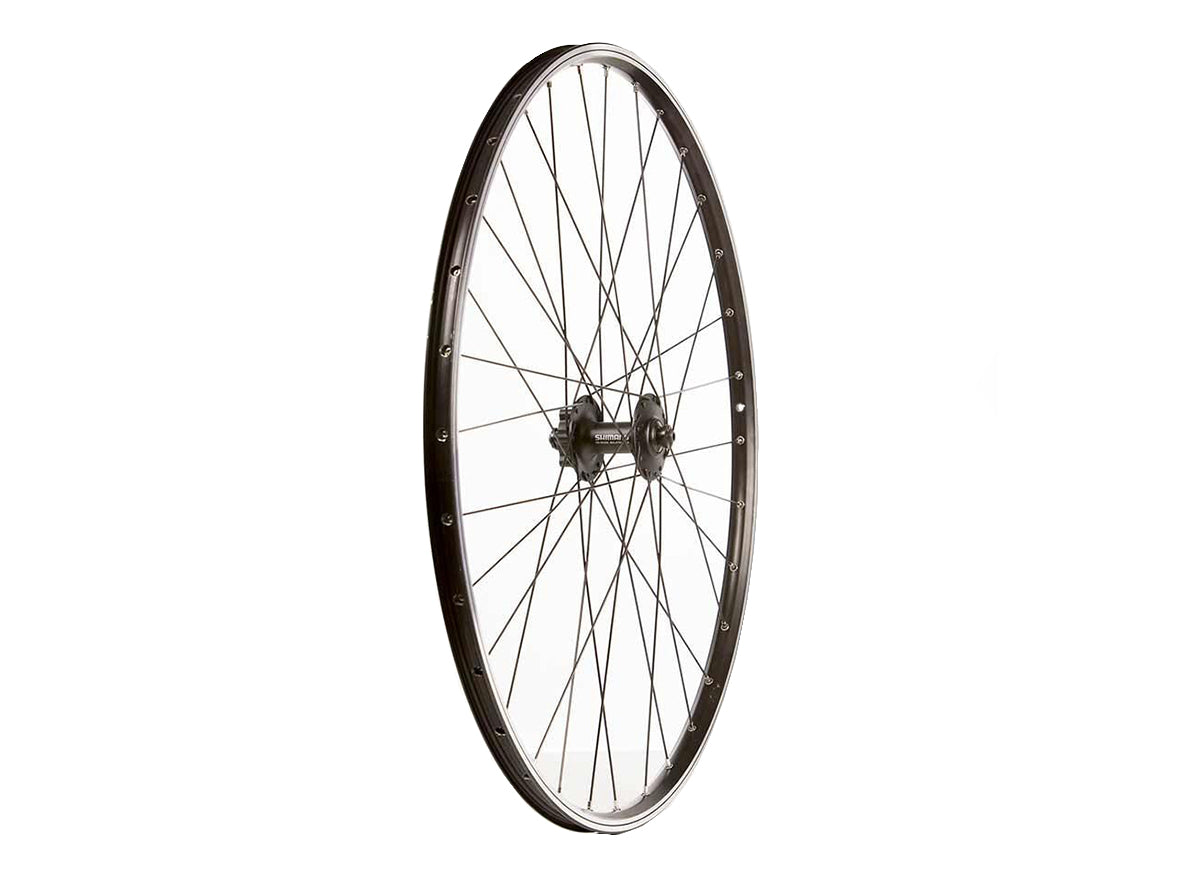 Shimano Deore M525 on Mavic A119 700c Touring Wheel - Front - Black Black 32h - 9mmQR - Rim and Disc IS 6Bolt Compatible 