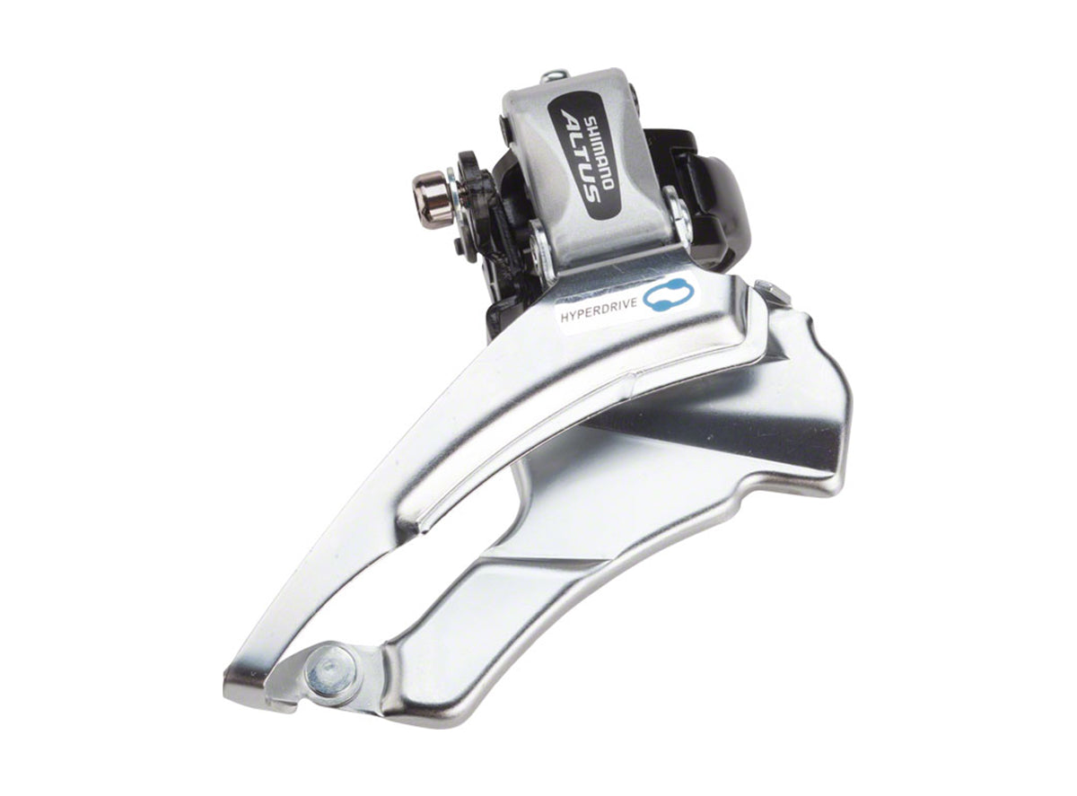 Shimano Altus M313 7/8 Speed Triple Front Derailleur Silver 28.6mm/31.8mm/34.9mm Down Swing - Dual Pull - CS 66-69
