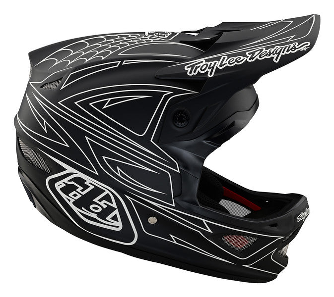 Troy Lee Designs D3 Fiberlite Full Face Helmet - Spider Stripe - Black
