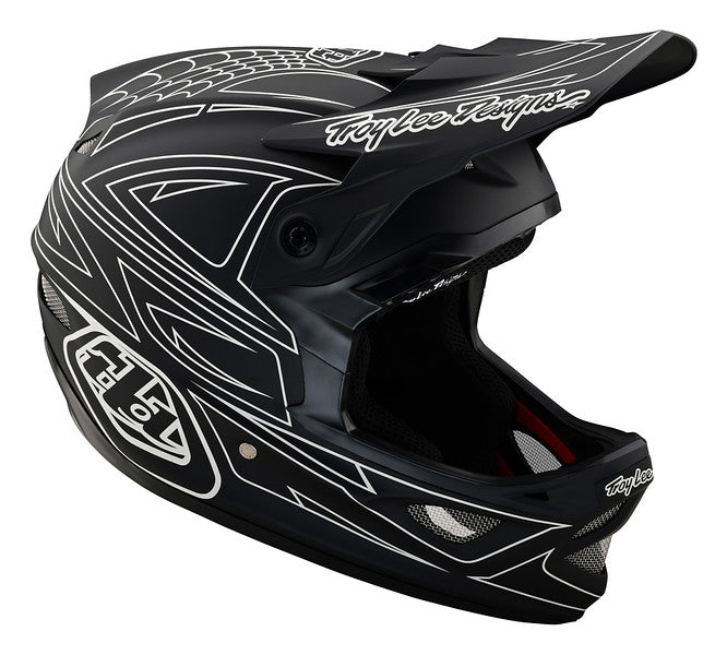 Troy Lee Designs D3 Fiberlite Full Face Helmet - Spider Stripe - Black Black X-Small 