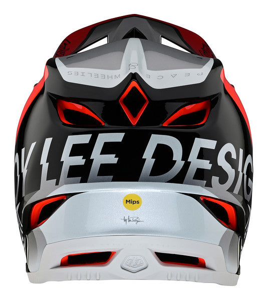 Troy Lee Designs D4 Composite Full Face Helmet - MIPS - Qualifier - Silver-Red - 2023
