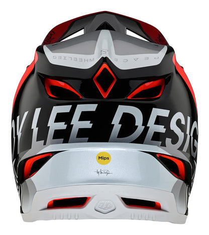 Troy Lee Designs D4 Composite Full Face Helmet - MIPS - Qualifier - Silver-Red - 2023