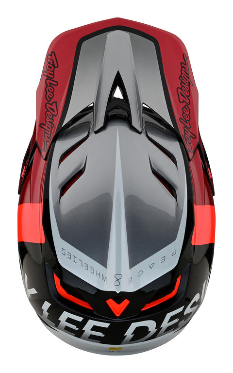 Troy Lee Designs D4 Composite Full Face Helmet - MIPS - Qualifier - Silver-Red - 2023