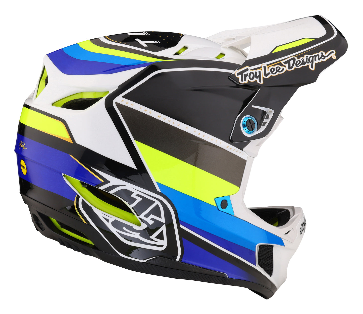 Troy Lee Designs D4 Composite Full Face Helmet with MIPS - Reverb - White-Blue