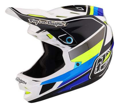 Troy Lee Designs D4 Composite Full Face Helmet with MIPS - Reverb - White-Blue