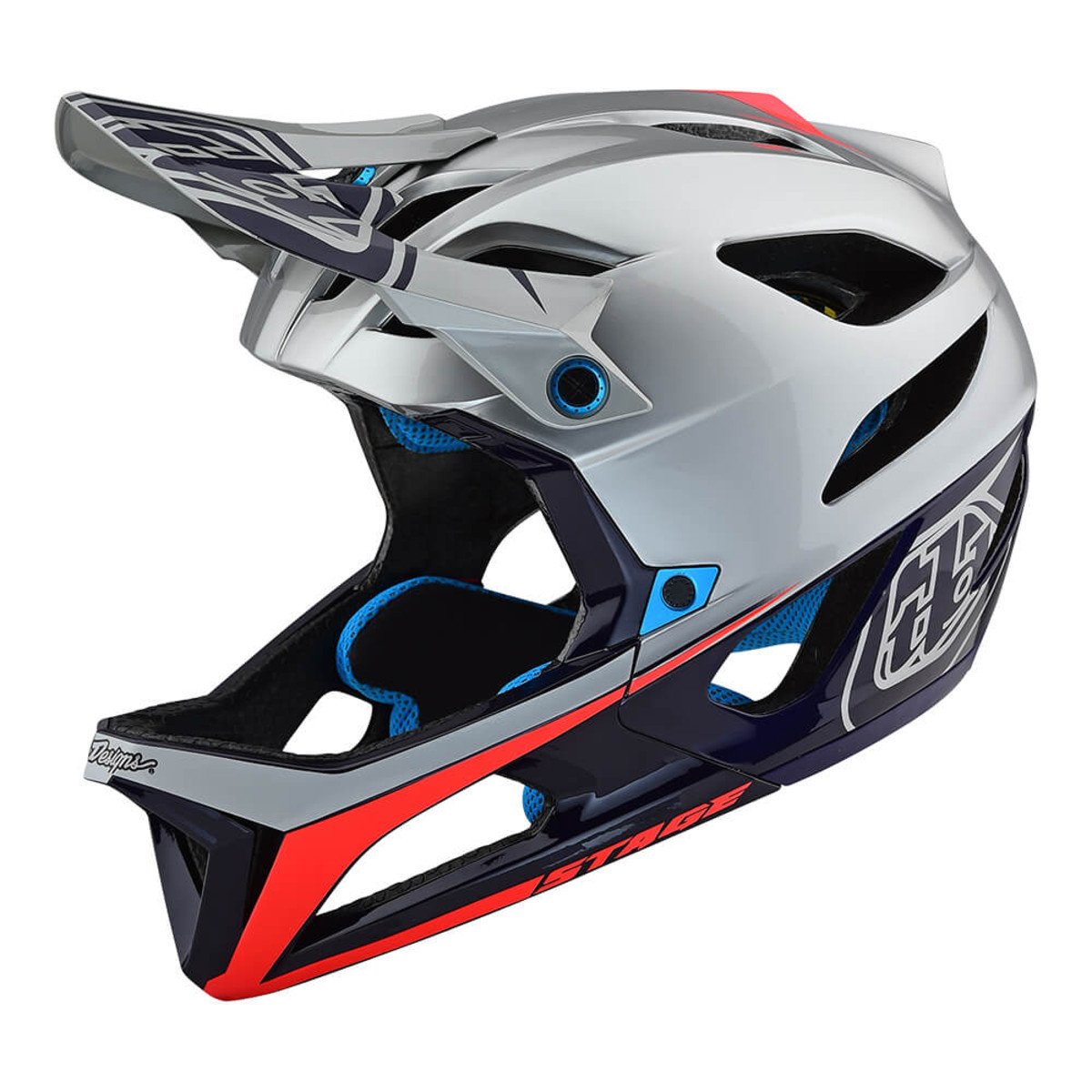 Troy Lee Designs Stage MIPS Enduro Full Face Helmet - Race - Silver-Navy Race Silver - Navy X-Small/Small 