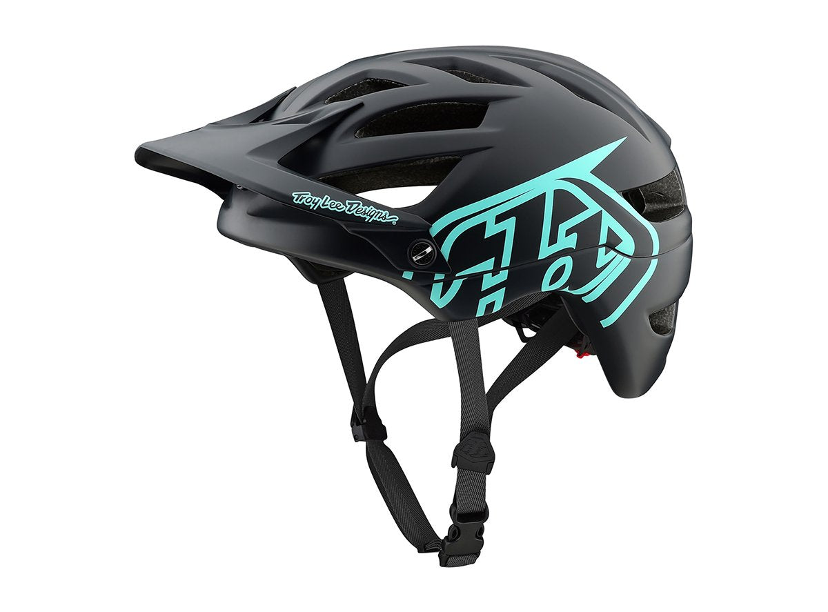 Troy Lee Designs A1 MTB Helmet - Drone - Dark Gray-Aqua Dark Gray - Aqua X-Small/Small 