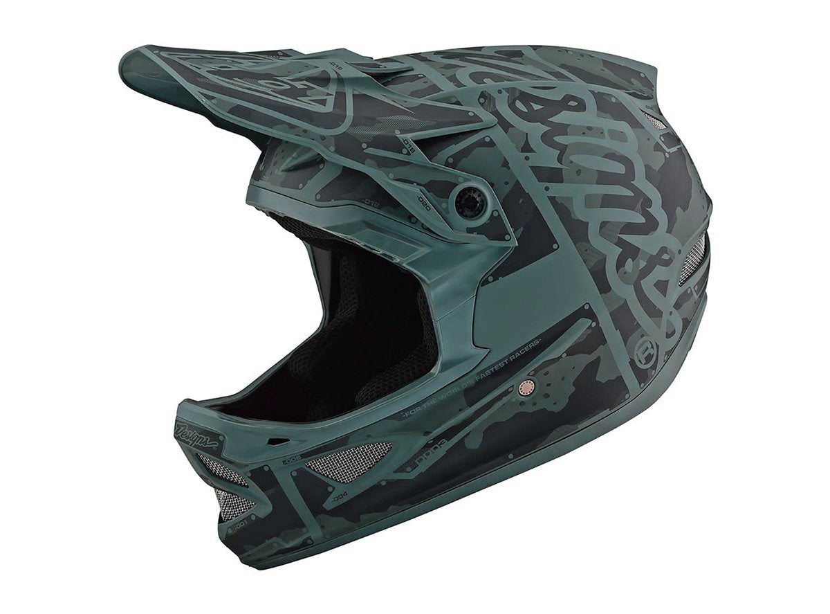 Troy Lee Designs D3 Fiberlite Factory Camo Full Face Helmet - Green Green Medium 