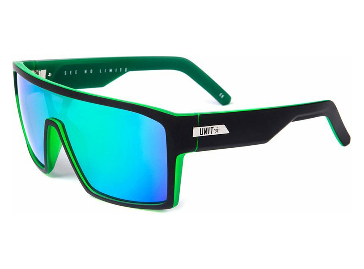 Unit Command Polarised Sunglasses - Matt Black-Green-Green Mirror Matt Black - Green - Green Mirror Lens  