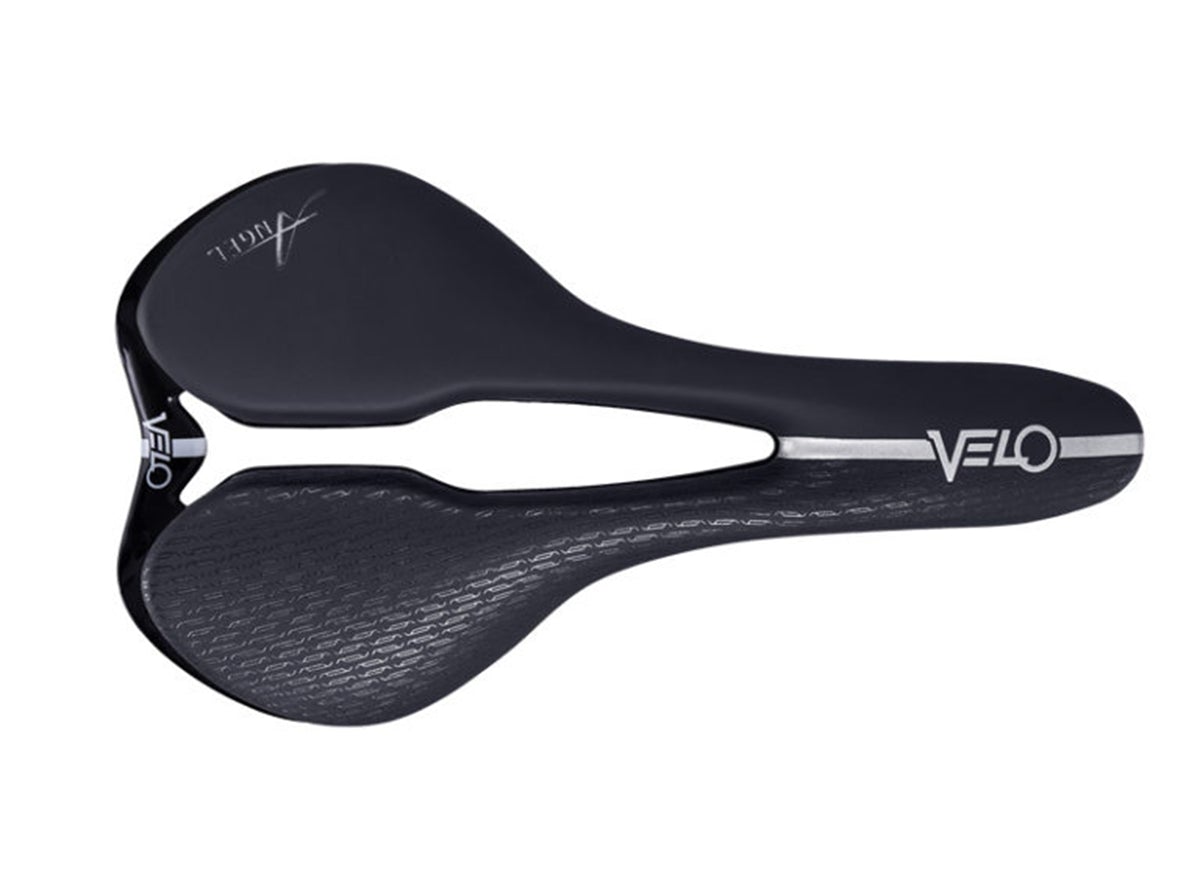 Velo Angel Rise Saddle - 143mm - Black Black Stainless Rail 