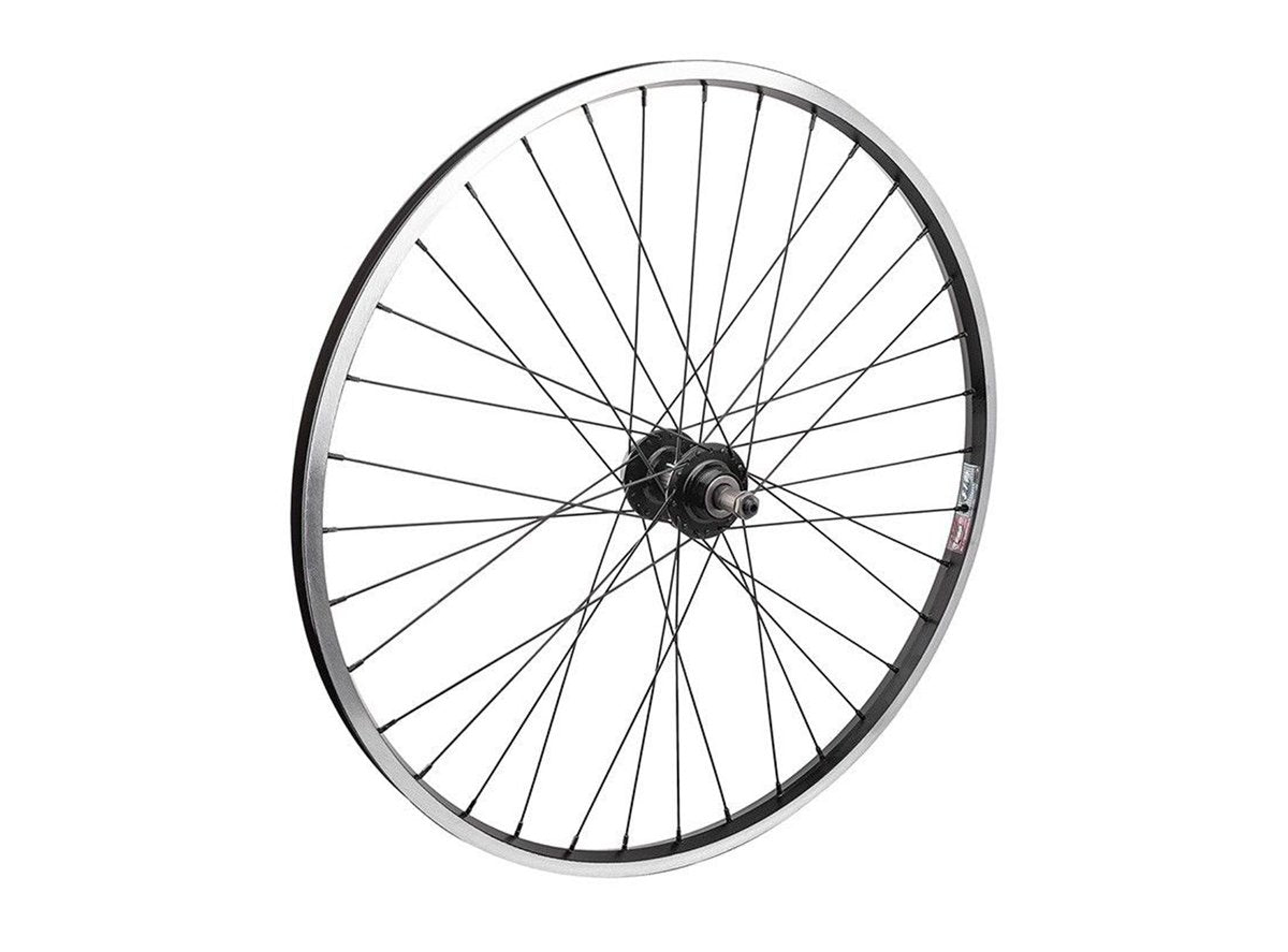 WheelMaster 26" Alloy Disc Single Wall MTB Wheel - Rear - Black Black 9mm QR - 36h - 5/6/7 Speed Freewheel 