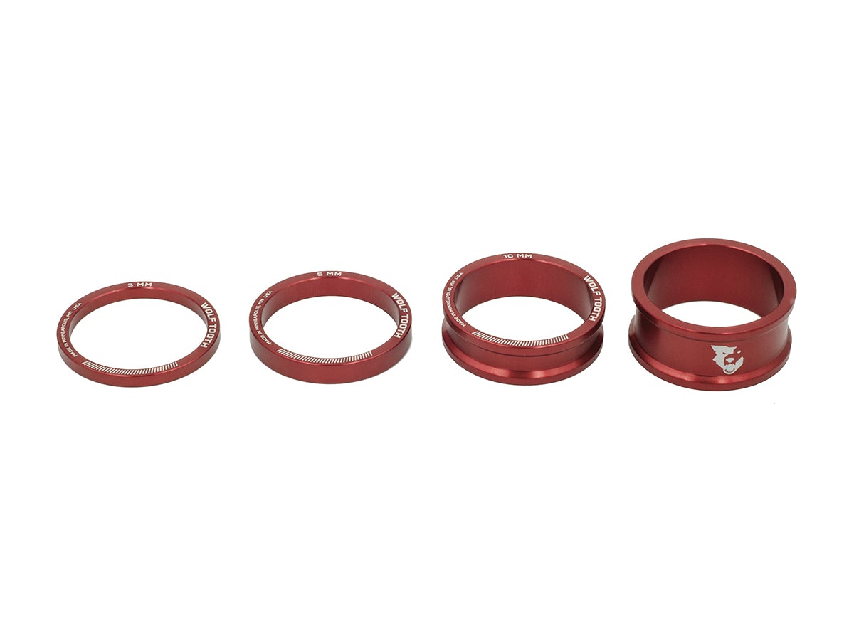 Wolf Tooth Components Precision Headset Spacer Kit - Red Red 1.1/8" 