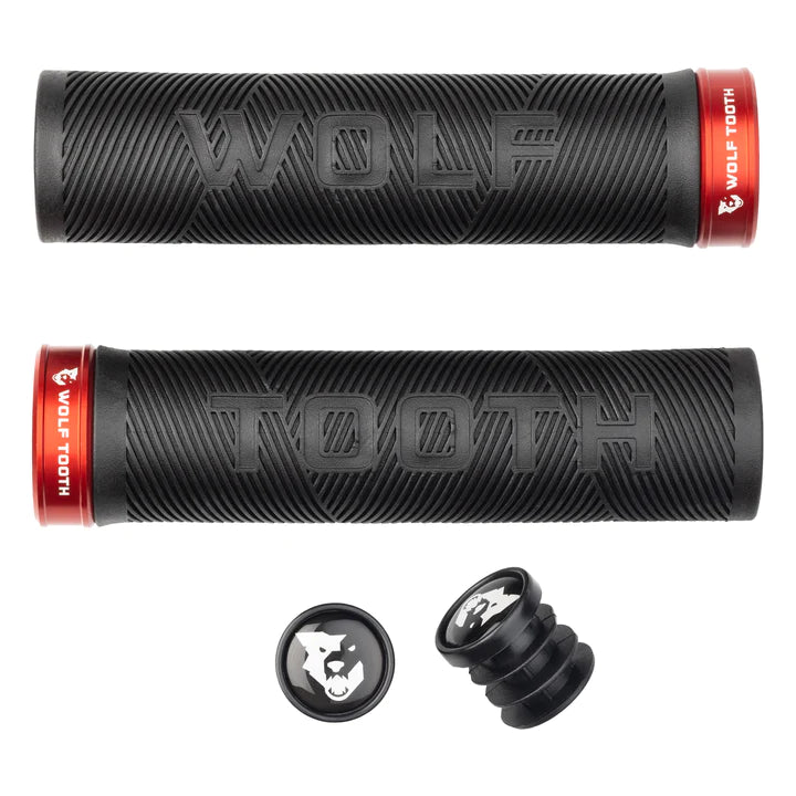 Wolf Tooth Echo Lock-On MTB Grips – Black-Red Black - Red  
