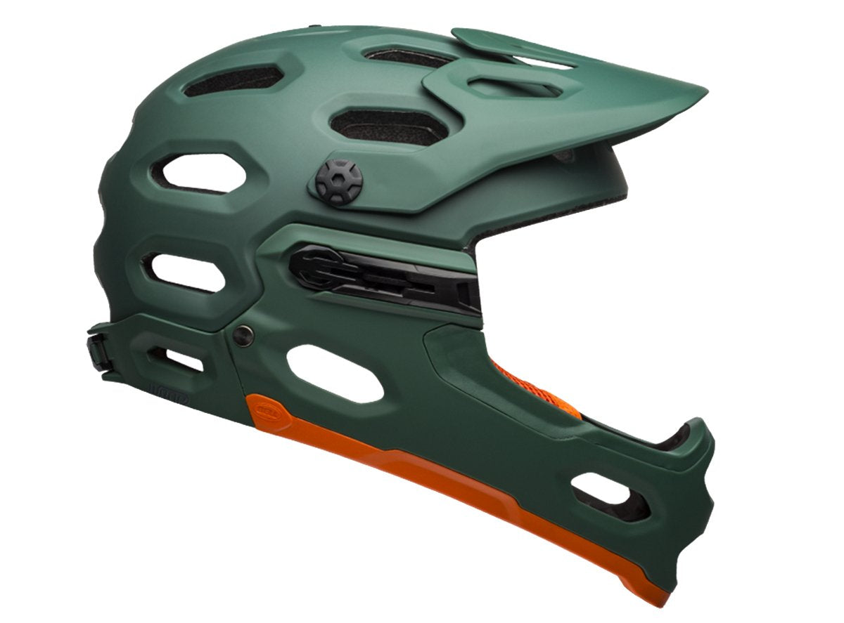 Bell Super 3R MIPS Full Face Helmet - Matt Dark Green-Orange - 2019 Matt Dark Green - Orange Medium 