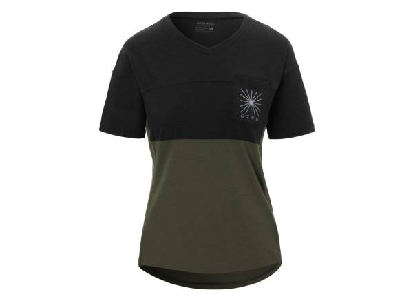 Giro Ride Short Sleeve MTB Jersey - Womens - Black-Trail Green Black - Trail Green X-Small 